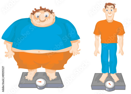 Fat and Slim cartoon men.
