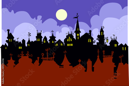 Cartoon Town silhouettes.