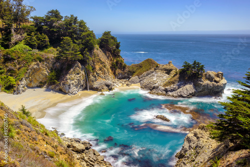 Beach and falls, Pacific coast, Julia Pfeiffer beach, Big Sur. California, USA © lucky-photo