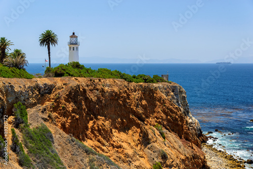 Point Vincente Lighthouse on the rock, Los Angeles, California photo