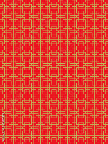Golden seamless Chinese window tracery lattice geometry square line pattern background. 