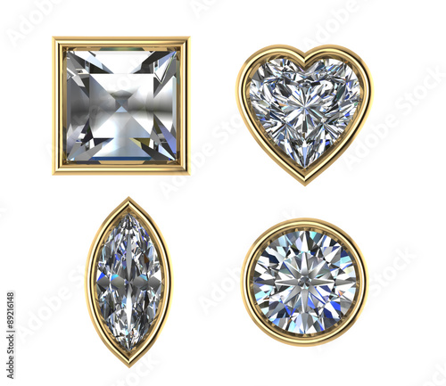 Foto Diamonds shape top view bezels setting gems