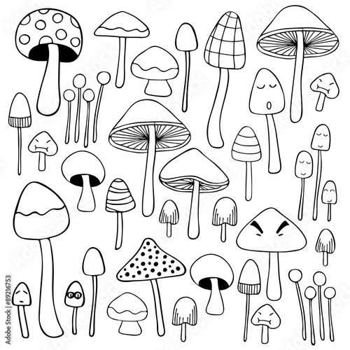 Mushroom doodle hand drawn sketch