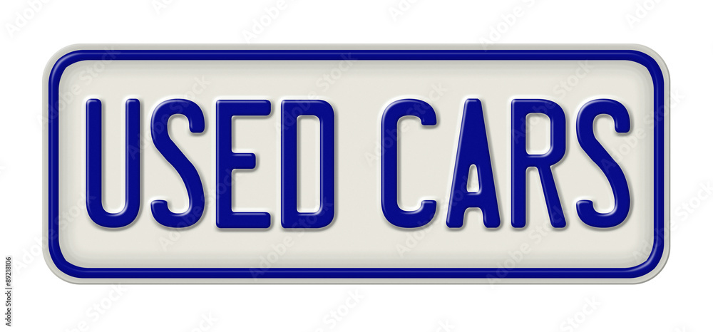 Metal sign with the inscription Used cars