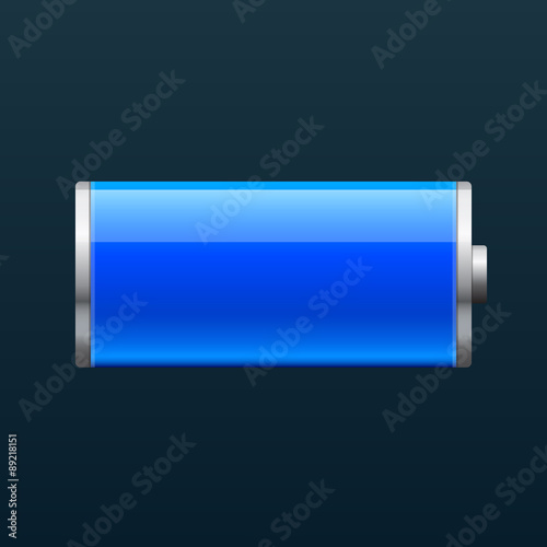 Full glossy battery icon, on black background