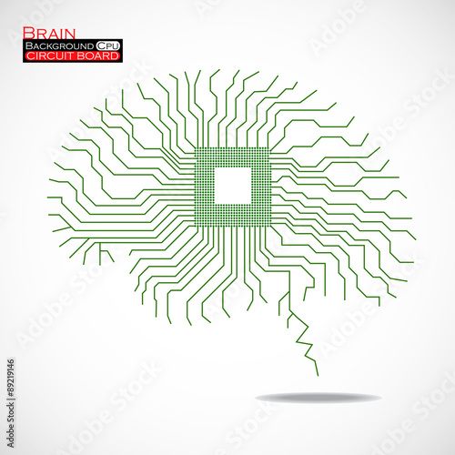 Brain. Cpu. Microprocessor. Circuit board. Vector illustration