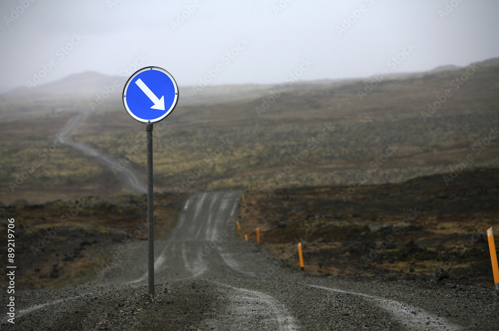 Strassenschild in Island, Westfjorde