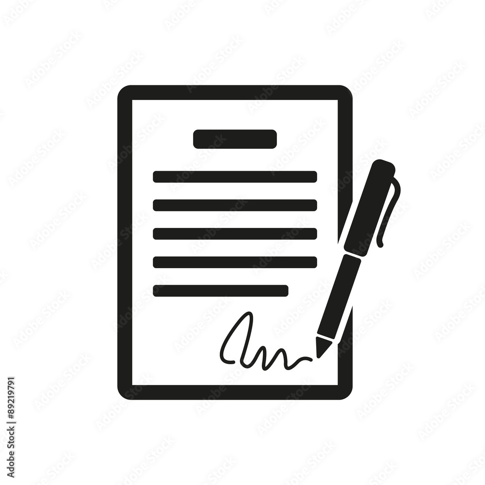 The contract icon. Agreement and signature, pact, accord, convention ...