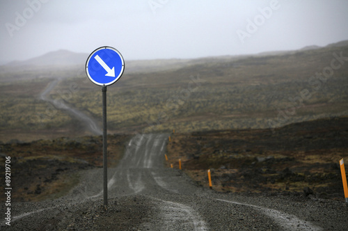 Obraz na płótnie Strassenschild in Island, Westfjorde w salonie