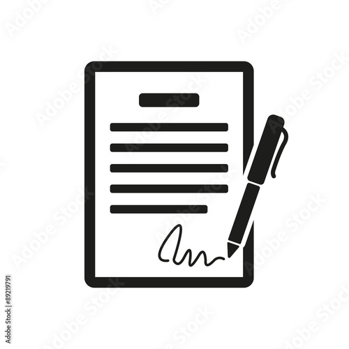 The contract icon. Agreement and signature, pact, accord, convention symbol. Flat photo