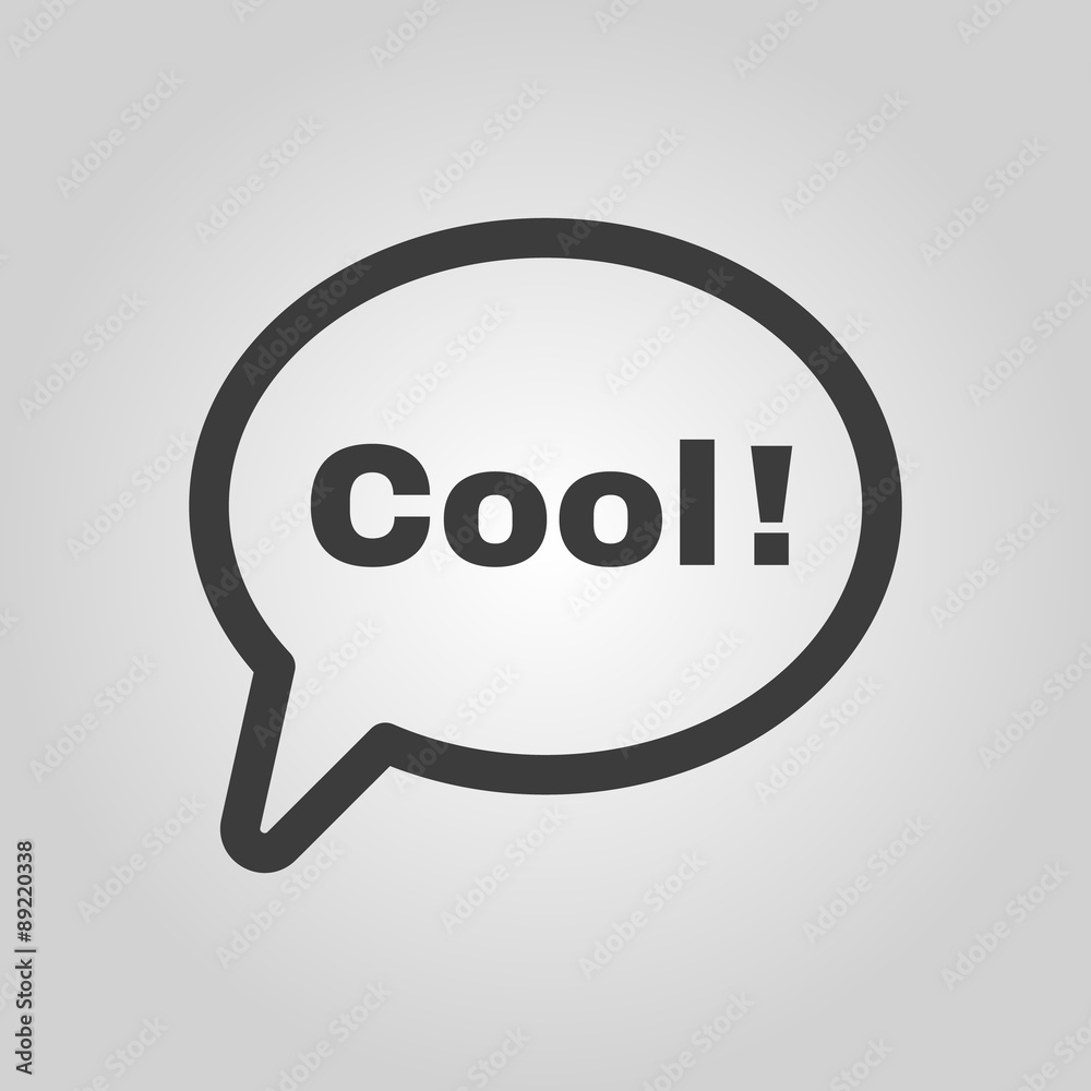 The speech bubble with the word cool icon. Internet and chat, online symbol. Flat The speech bubble with the word cool icon. Internet and chat, online symbol. Flat