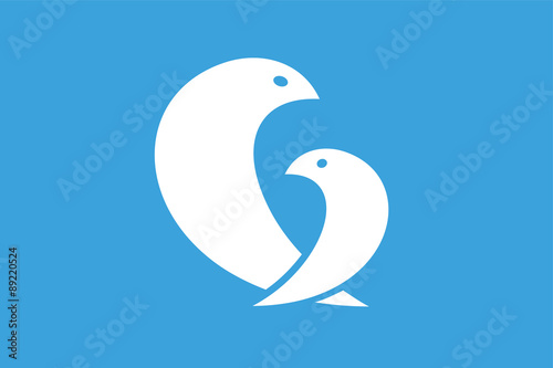 Two birds logo icon template. Mother and child concept