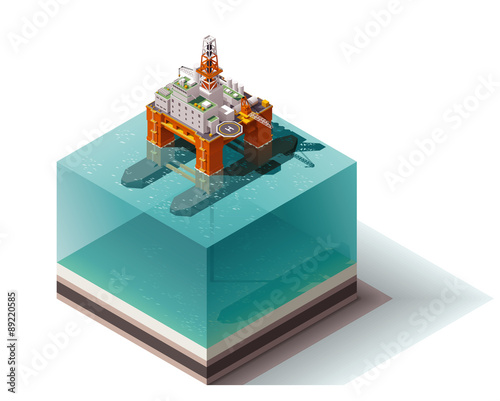 Vector isometric oil rig