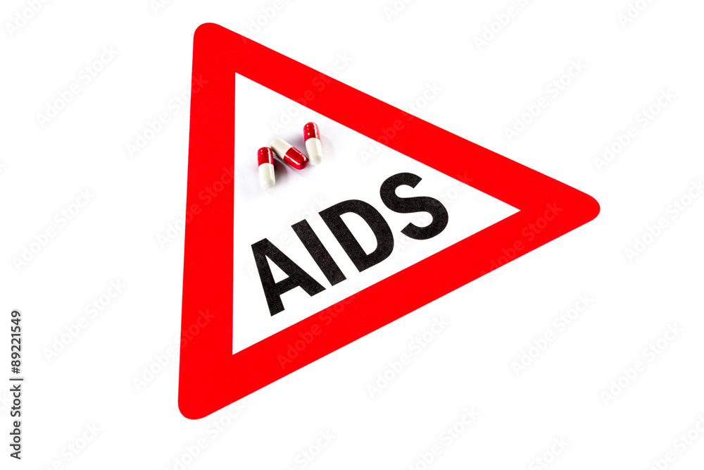 Stop AIDS and HIV, capsule with Warning Sign Stop AIDS and HIV, capsule with Warning Sign