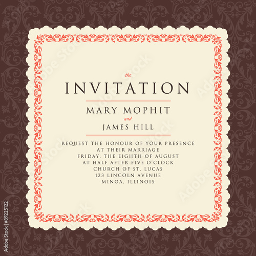 Invitation with a rich background in Renaissance style. Template