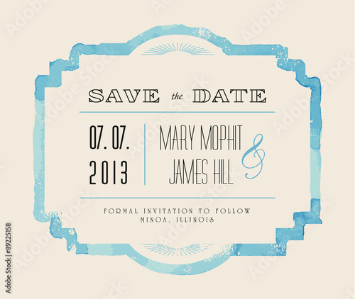 Save the date with watercolor frame