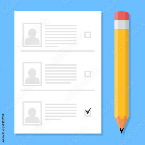 Voting sheet and pencil