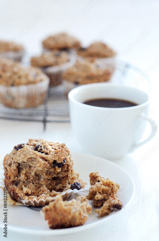 Half eaten bran muffin Half eaten bran muffin