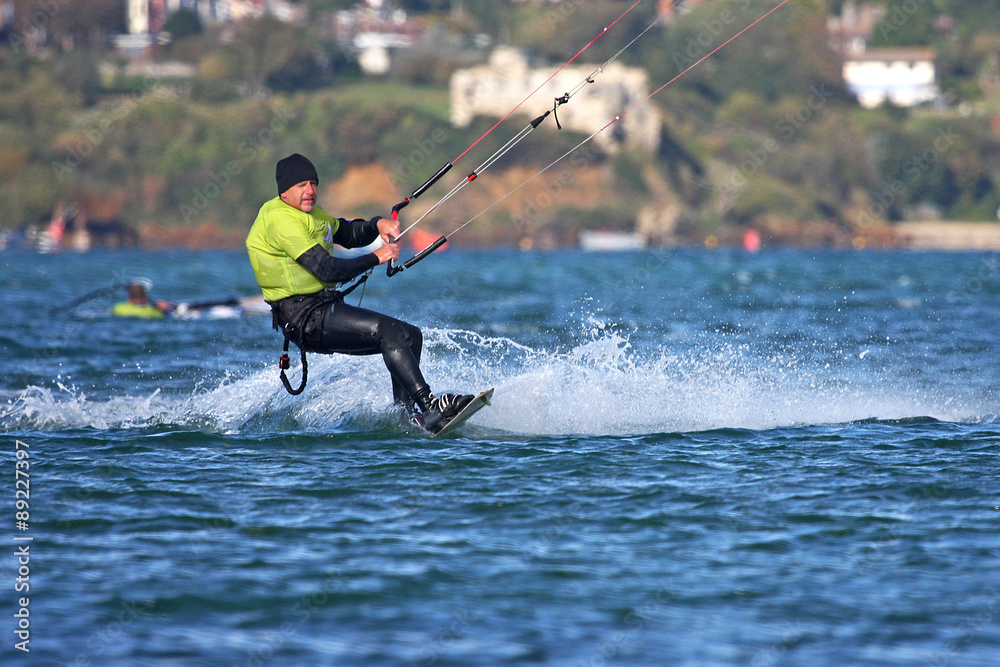 kitesurfer in Portland Harbour kitesurfer in Portland Harbour