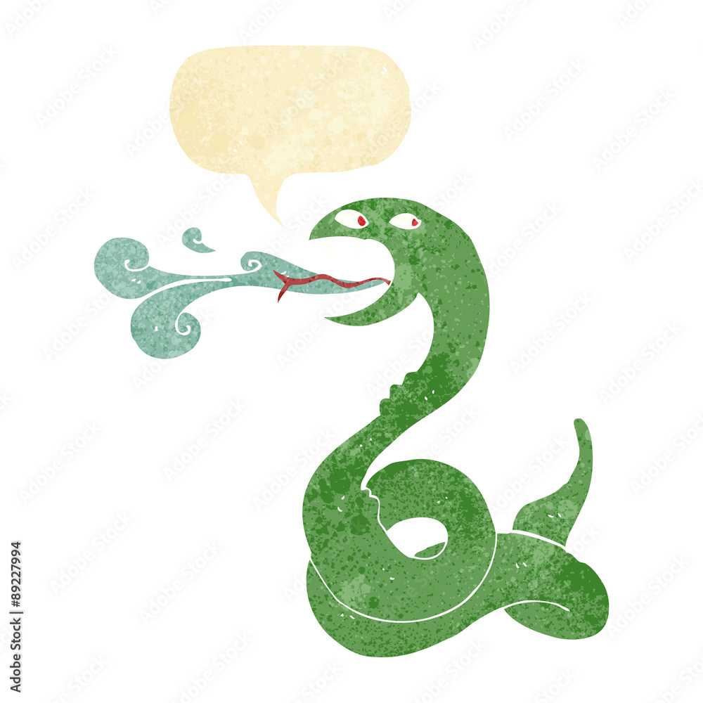 Fototapeta premium cartoon hissing snake with speech bubble