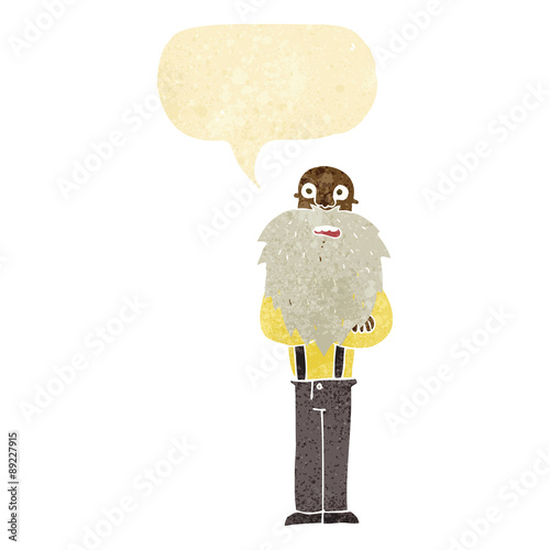 cartoon bearded old man with speech bubble