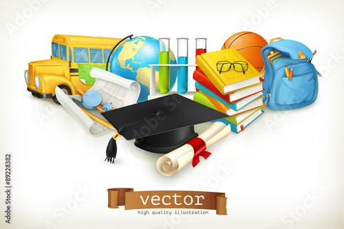 School, vector illustration isolated on white