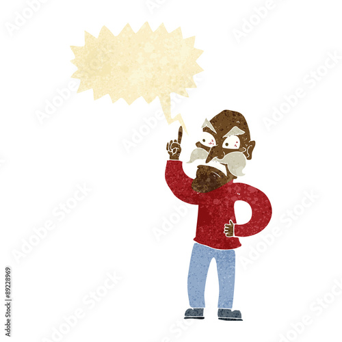cartoon old man laying down rules with speech bubble