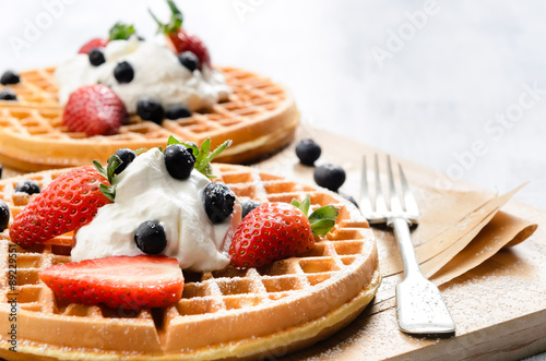 Waffles with fresh fruit photo