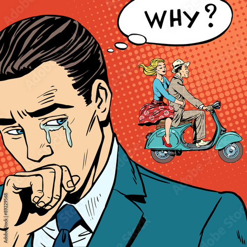 man weeps love breakup cheating