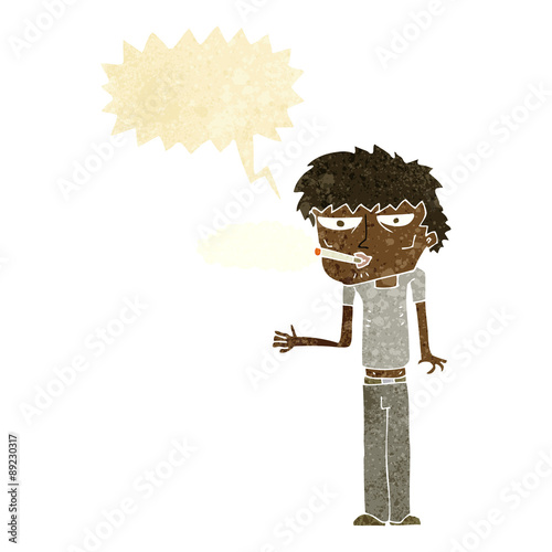 cartoon smoker with speech bubble