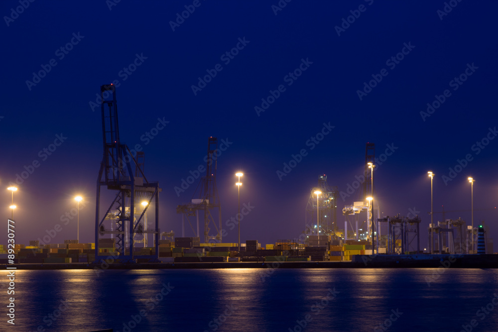 container port at night