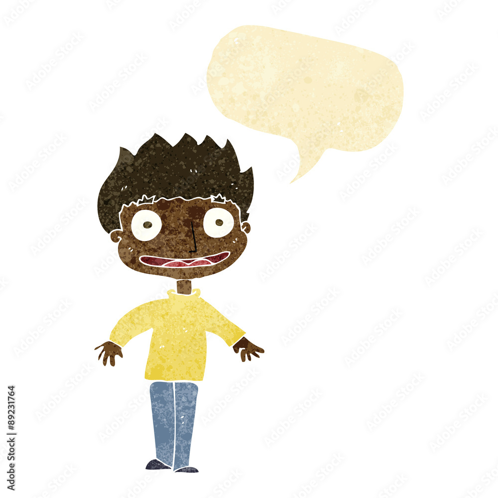 cartoon excited boy with speech bubble cartoon excited boy with speech bubble