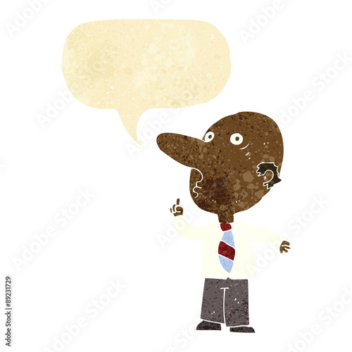 cartoon bald man asking question with speech bubble