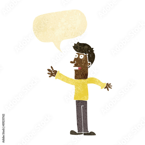 cartoon man reaching with speech bubble