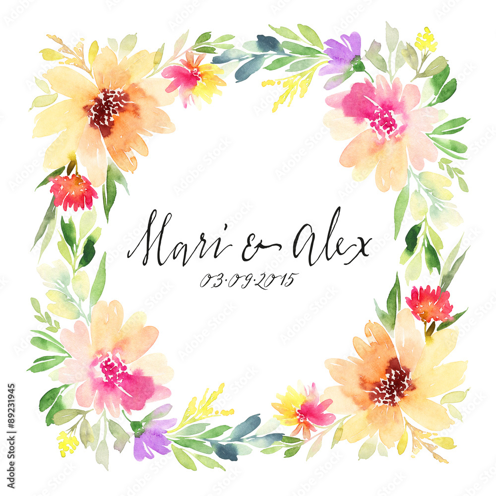 Greeting card. Watercolor flowers background Greeting card. Watercolor flowers background