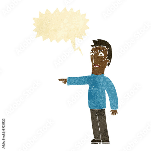 cartoon angry man pointing with speech bubble