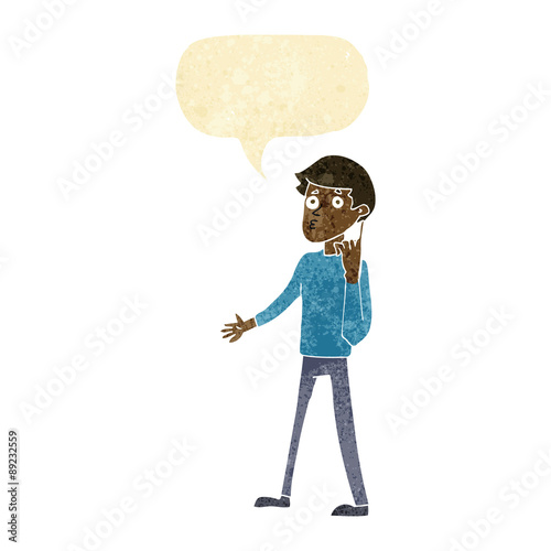 cartoon man asking question with speech bubble