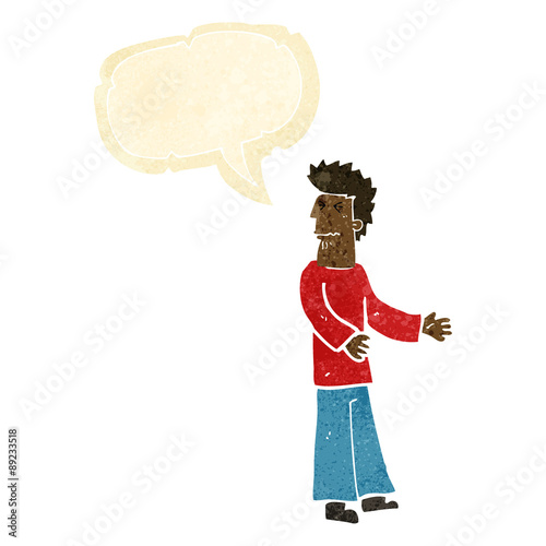 cartoon disgusted man with speech bubble