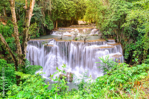 Huay Mae Kamin Waterfall in Kanchanaburi, Thailand.