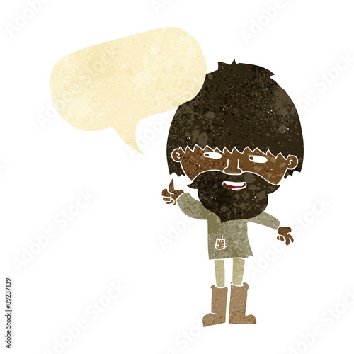 cartoon hippie man in wellington boots with speech bubble