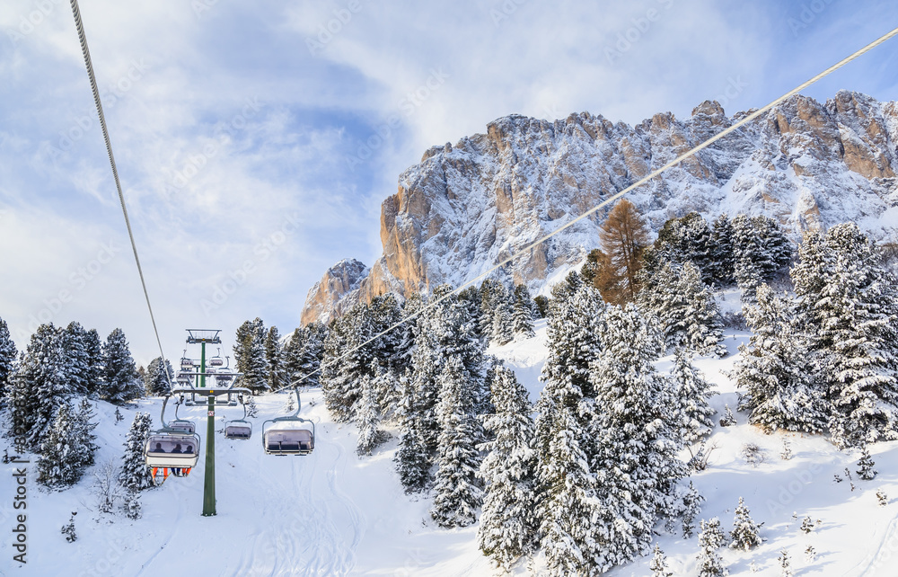 Fototapeta premium Ski resort of Selva di Val Gardena, Italy
