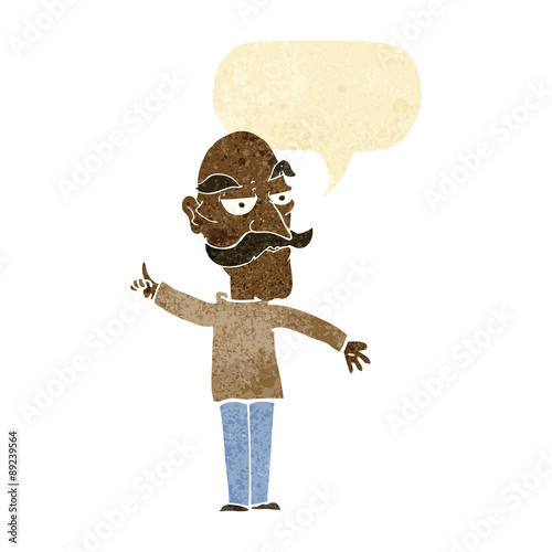 cartoon old man telling story with speech bubble