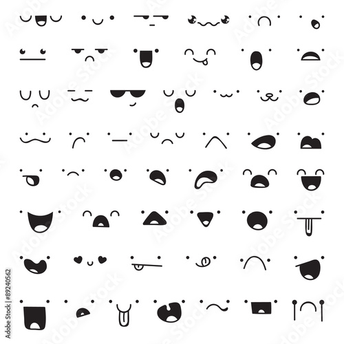 Set of 52 different pieces doddle emotions to create characters