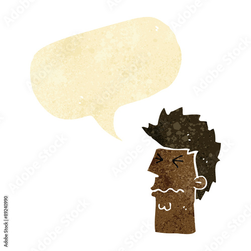 cartoon stressed out face with speech bubble