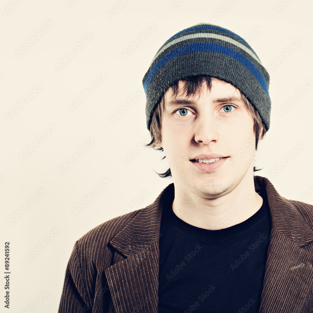 Smiling Guy on Background. Portrait of Young Man
