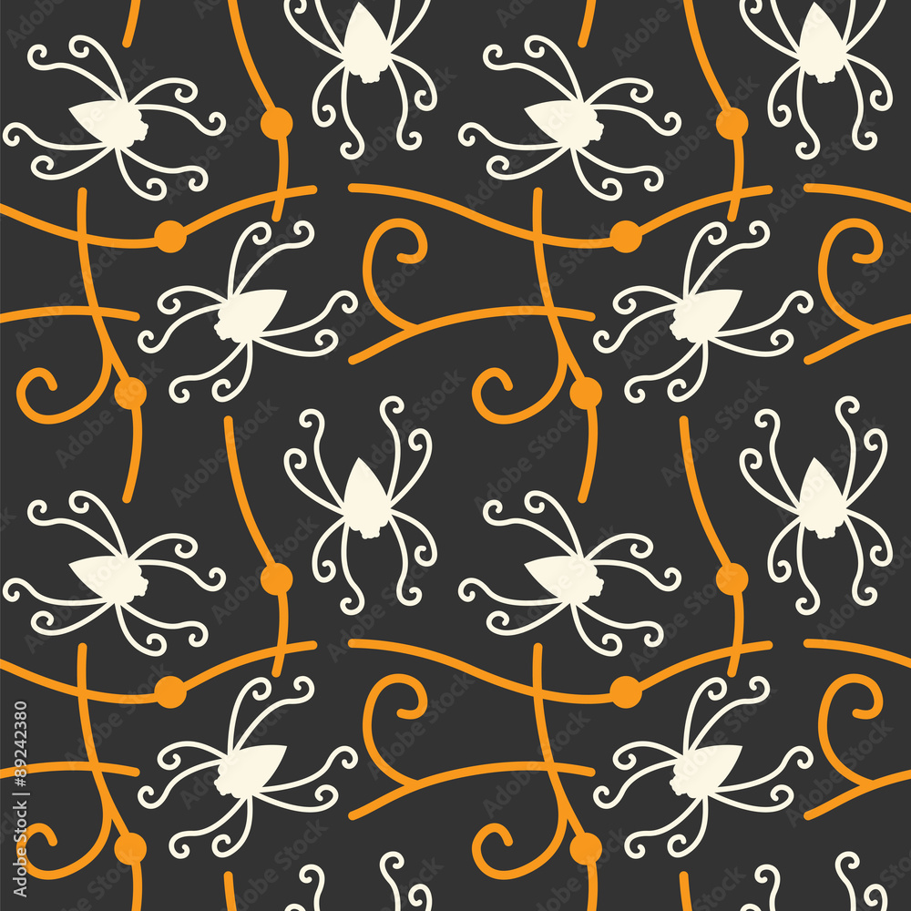 Halloween Stylized Spiders Seamless Pattern Halloween Stylized Spiders Seamless Pattern