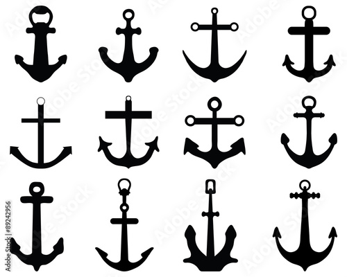 Set of anchor symbols or logo template vector