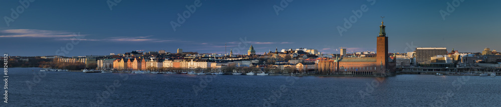 Fantastic winter light in Strockholm panorama Sweden