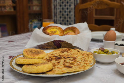 The traditional arabian breakfast mixed with western food