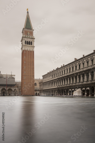 Early view of historical square of San Marco during high tide on November 5, 2014